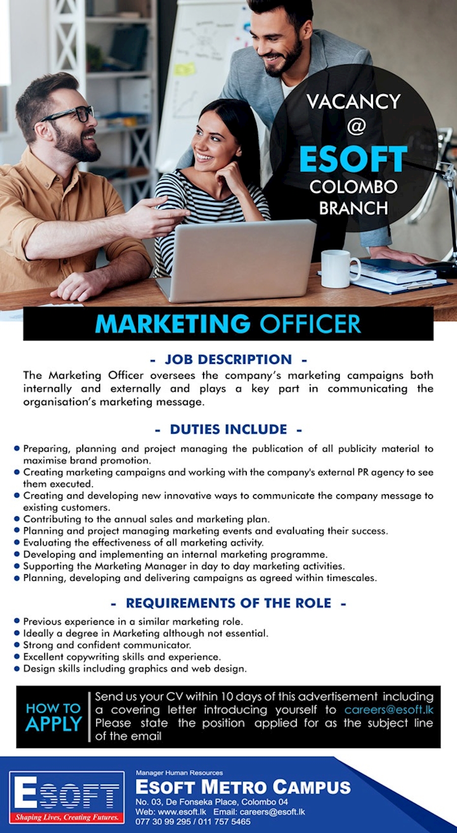 Marketing Officer At Esoft Metro Campus