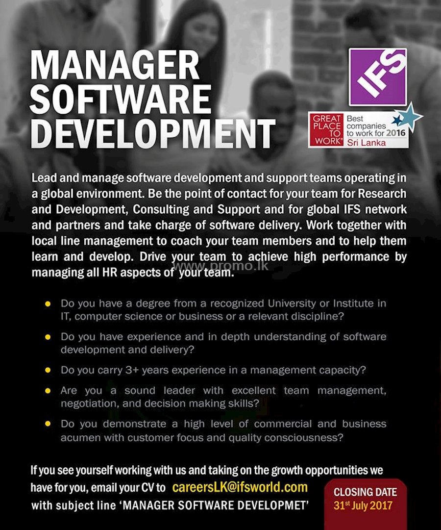 Manager Software Development at IFS Sri Lanka