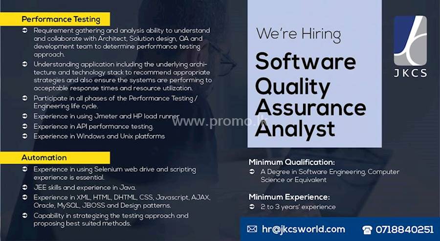 SOFTWARE QUALITY ASSURANCE ANALYST at JOHN KEELLS at John Keells Holdings