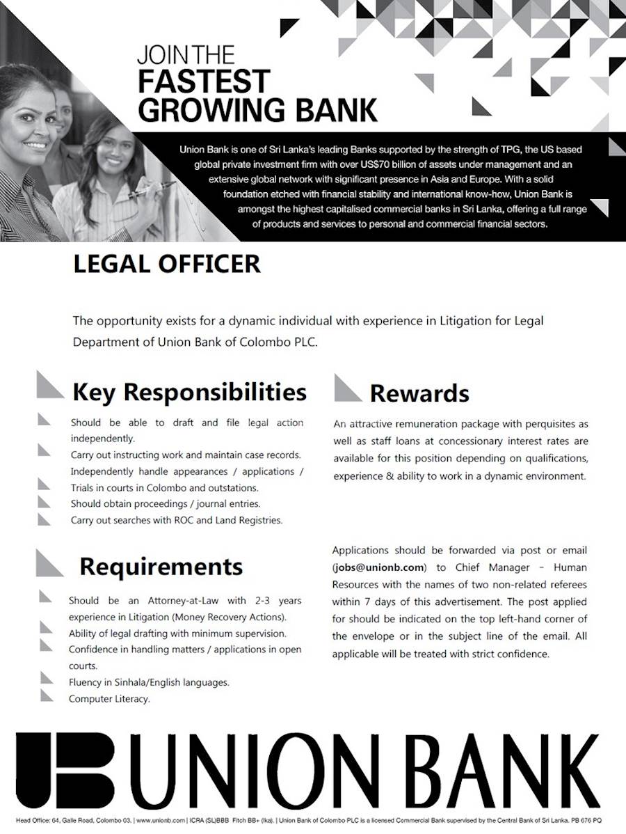Legal Officer At Union Bank