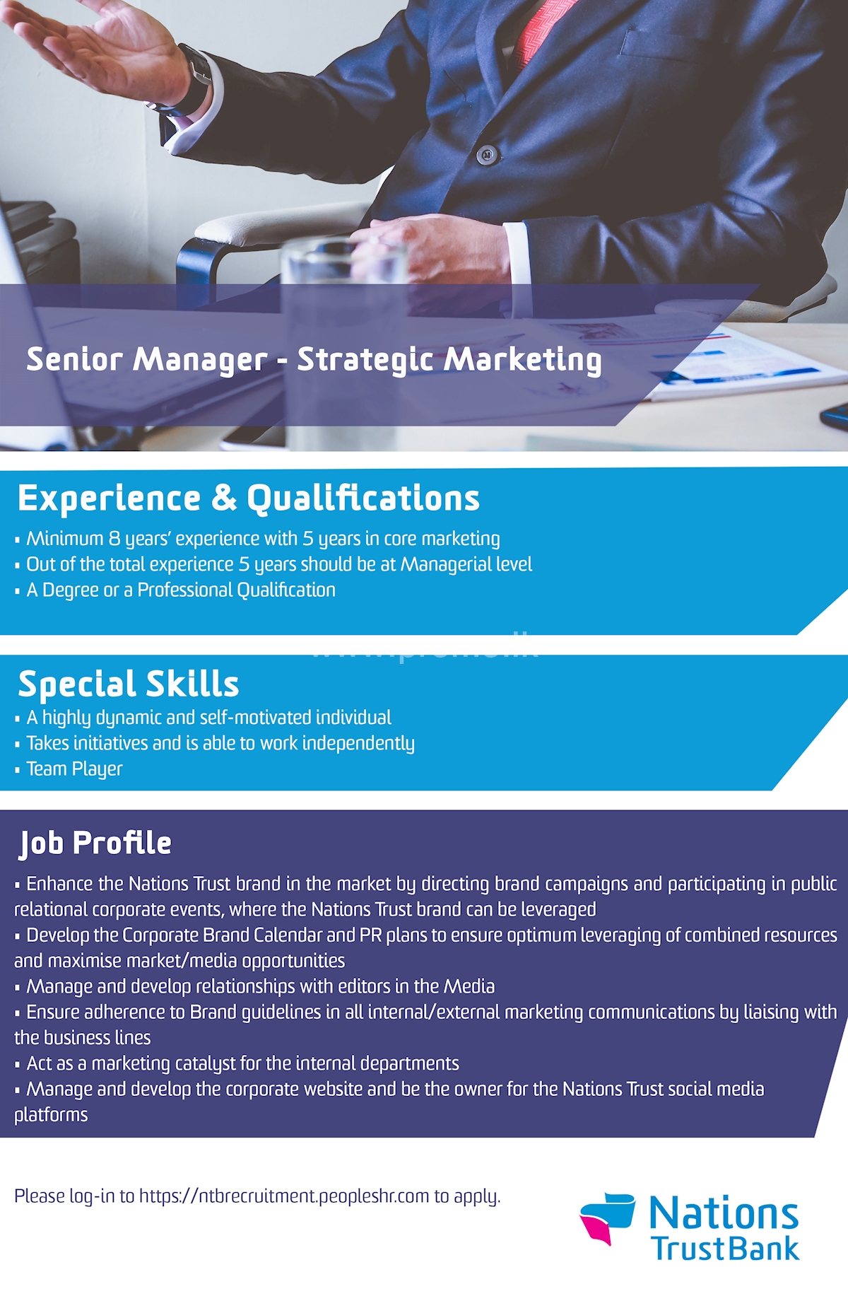 Senior Manager - Strategic Marketing at Nations Trust Bank