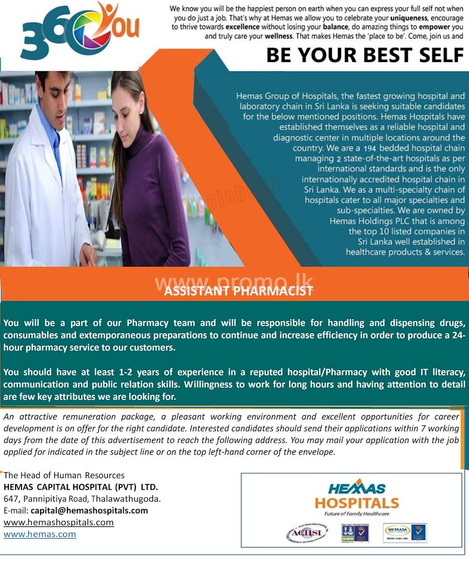 Assistant Pharmacist At Hemas Hospitals