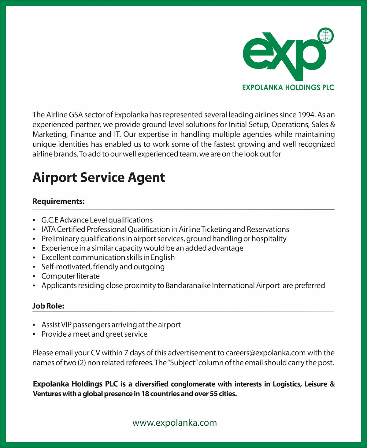 Airport handling agent job description