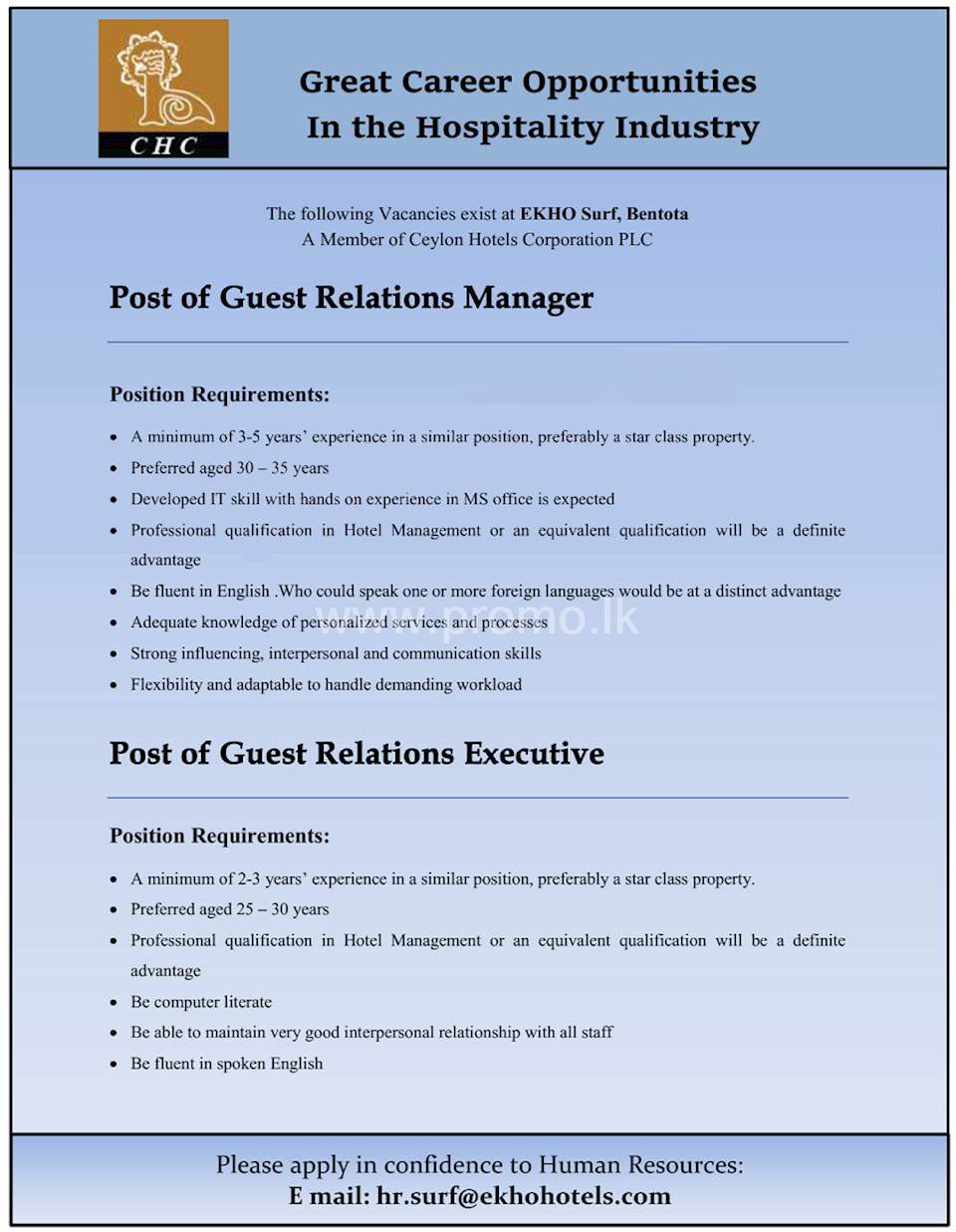 Guest relations in hotels job description