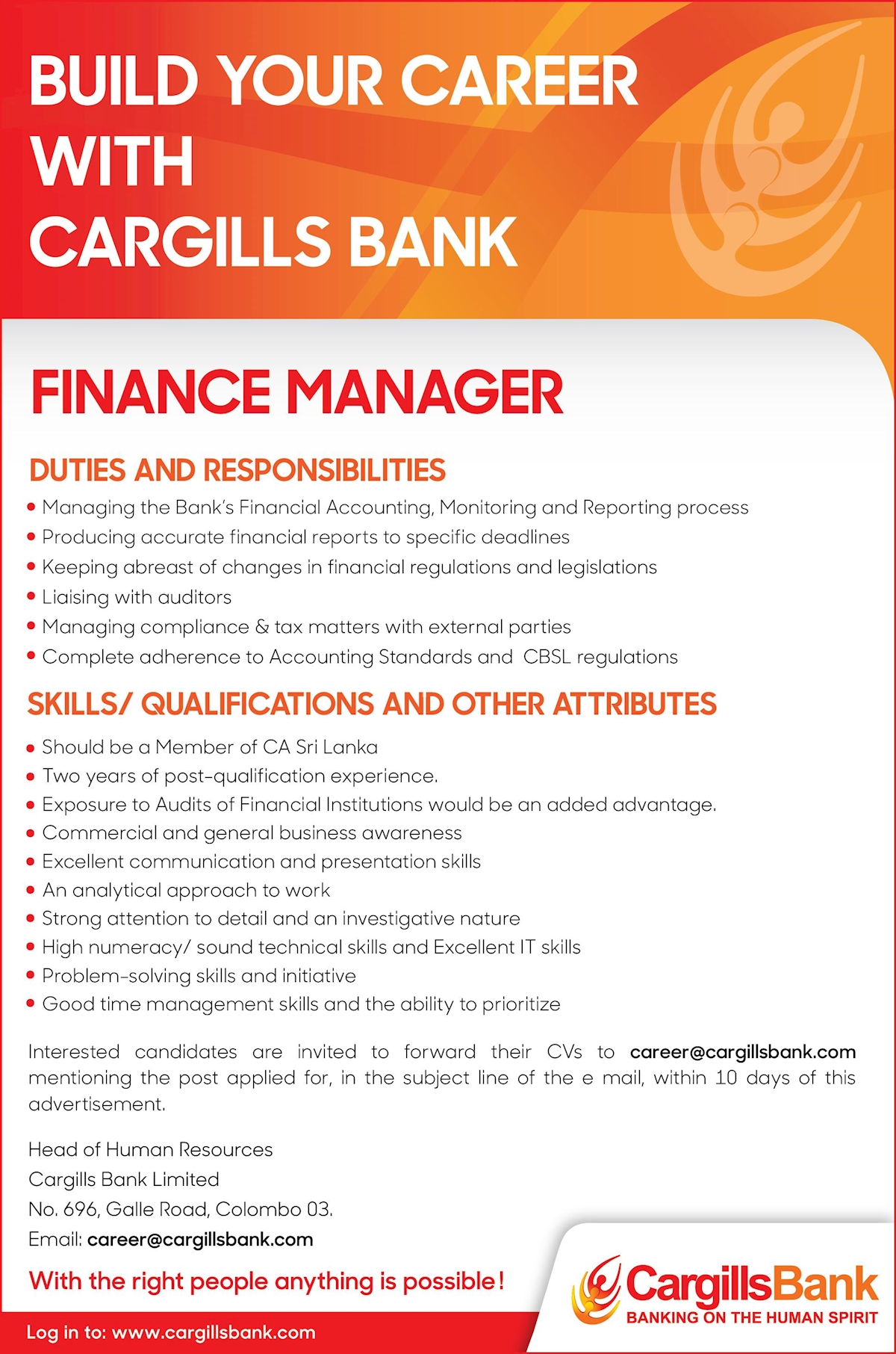 Finance Manager At Cargills Bank