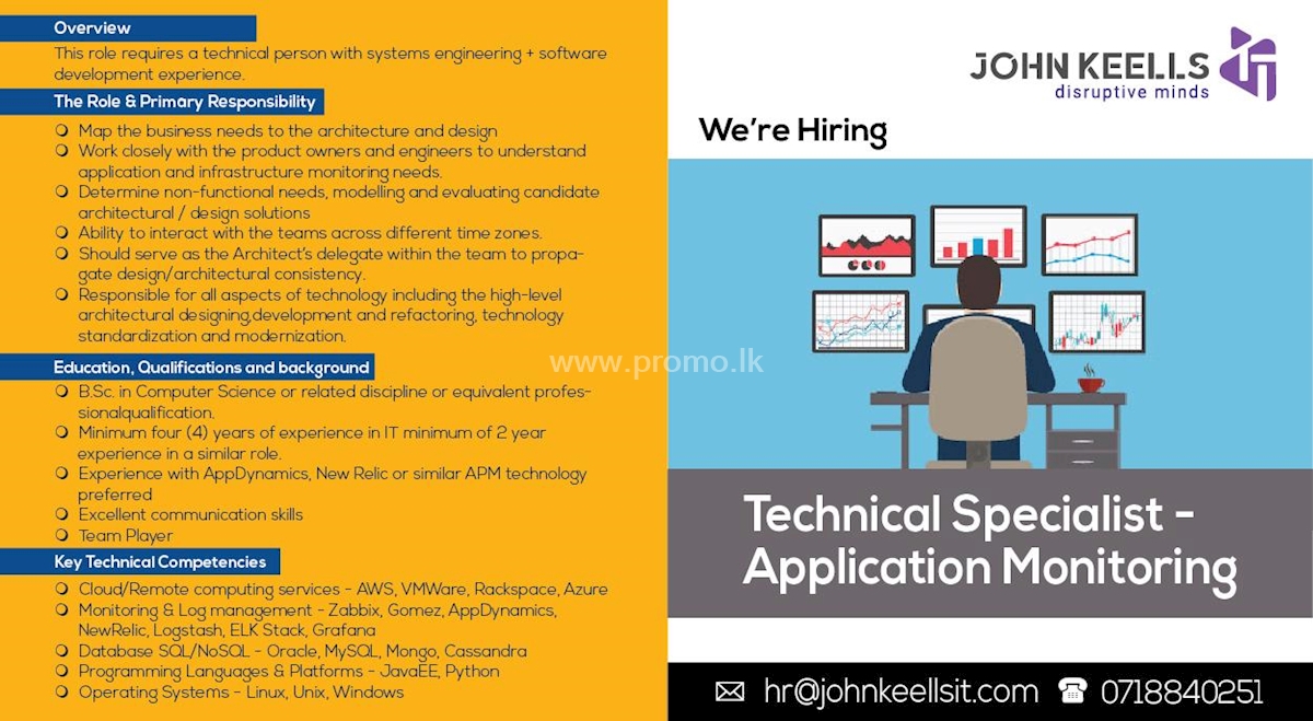 Technical Specialist Application Monitoring at John Keells Computer