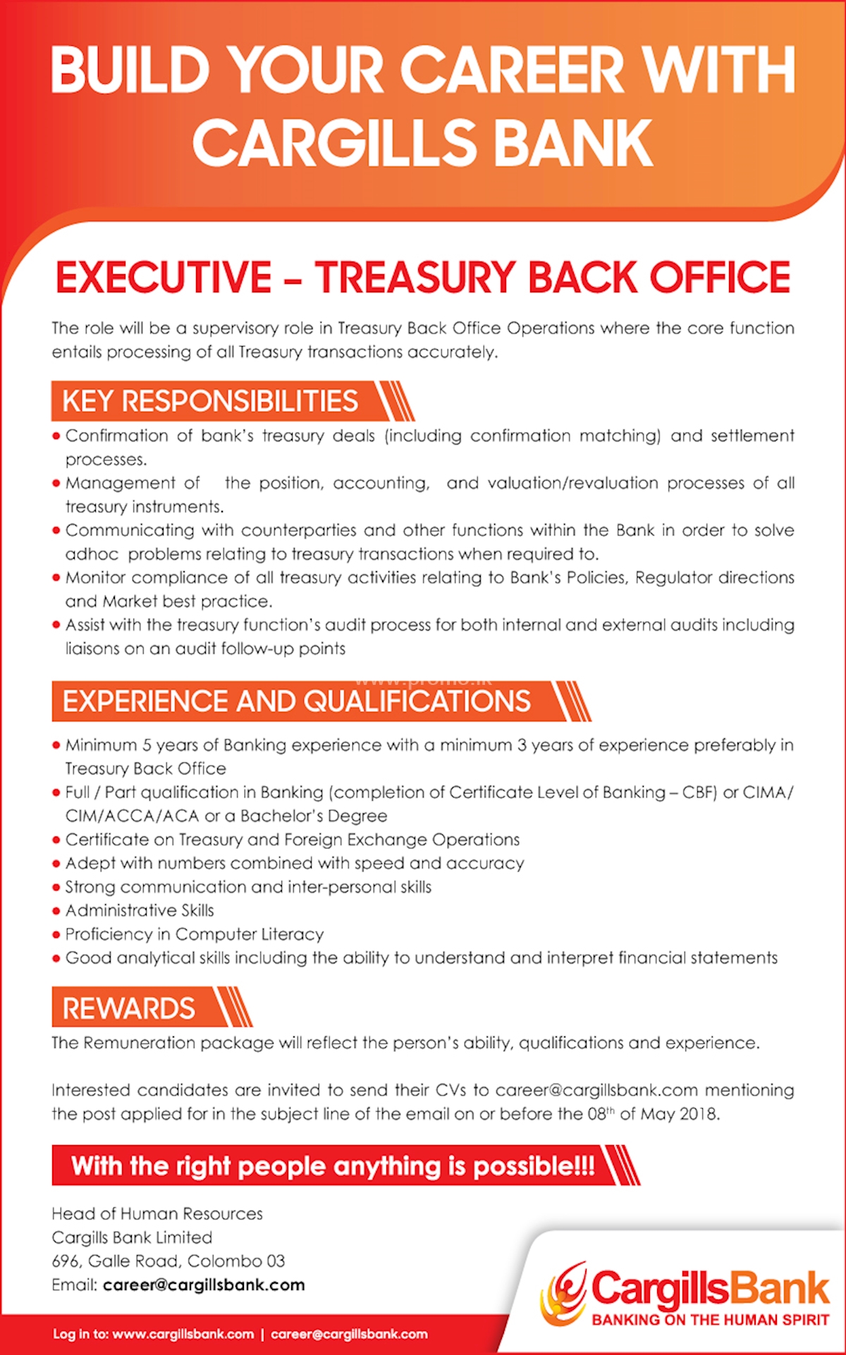 Treasury back office manager jobs