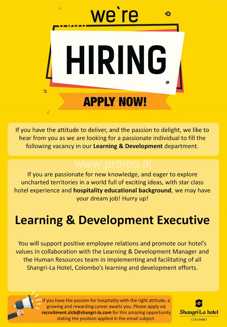 Learning and Development Executive at Shangri-La Hotel