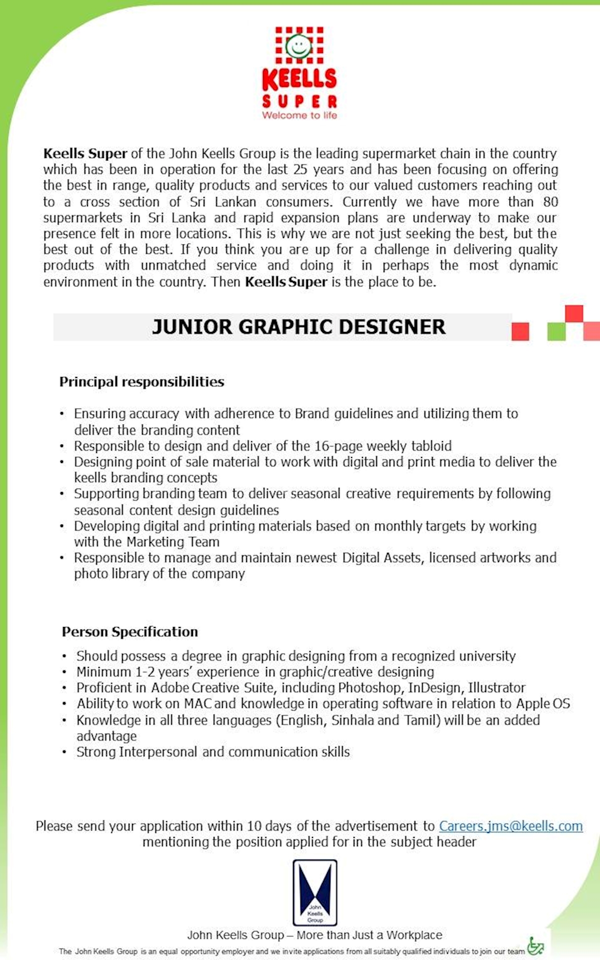 Junior Architect Designer At Keells