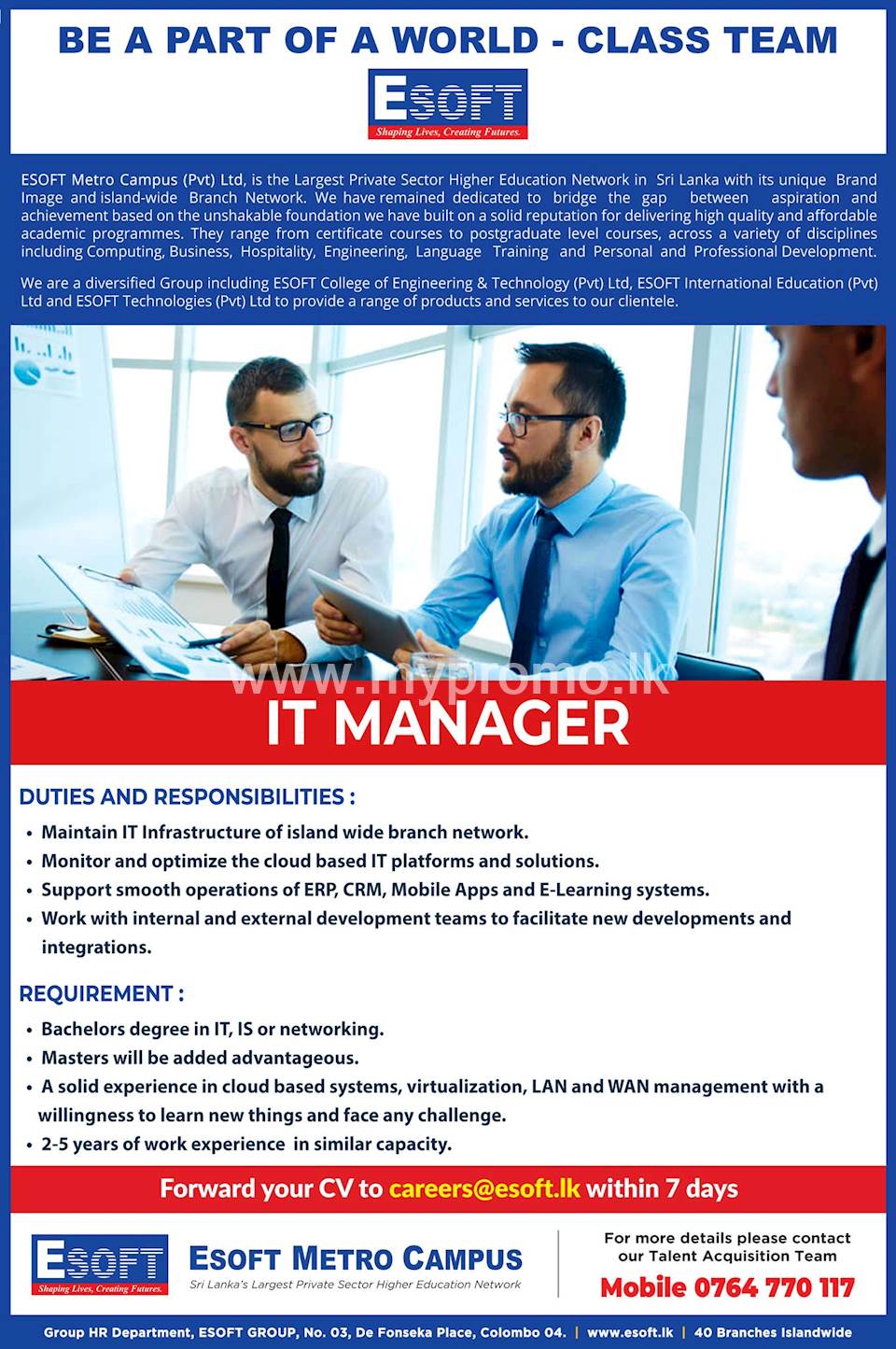 It Manager At Esoft Metro Campus It Manager At Esoft Metro Campus
