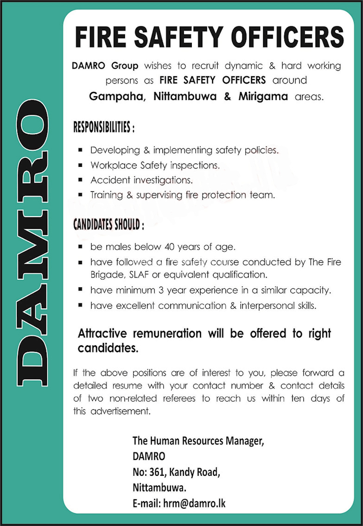 Fire Safety Officers At Damro