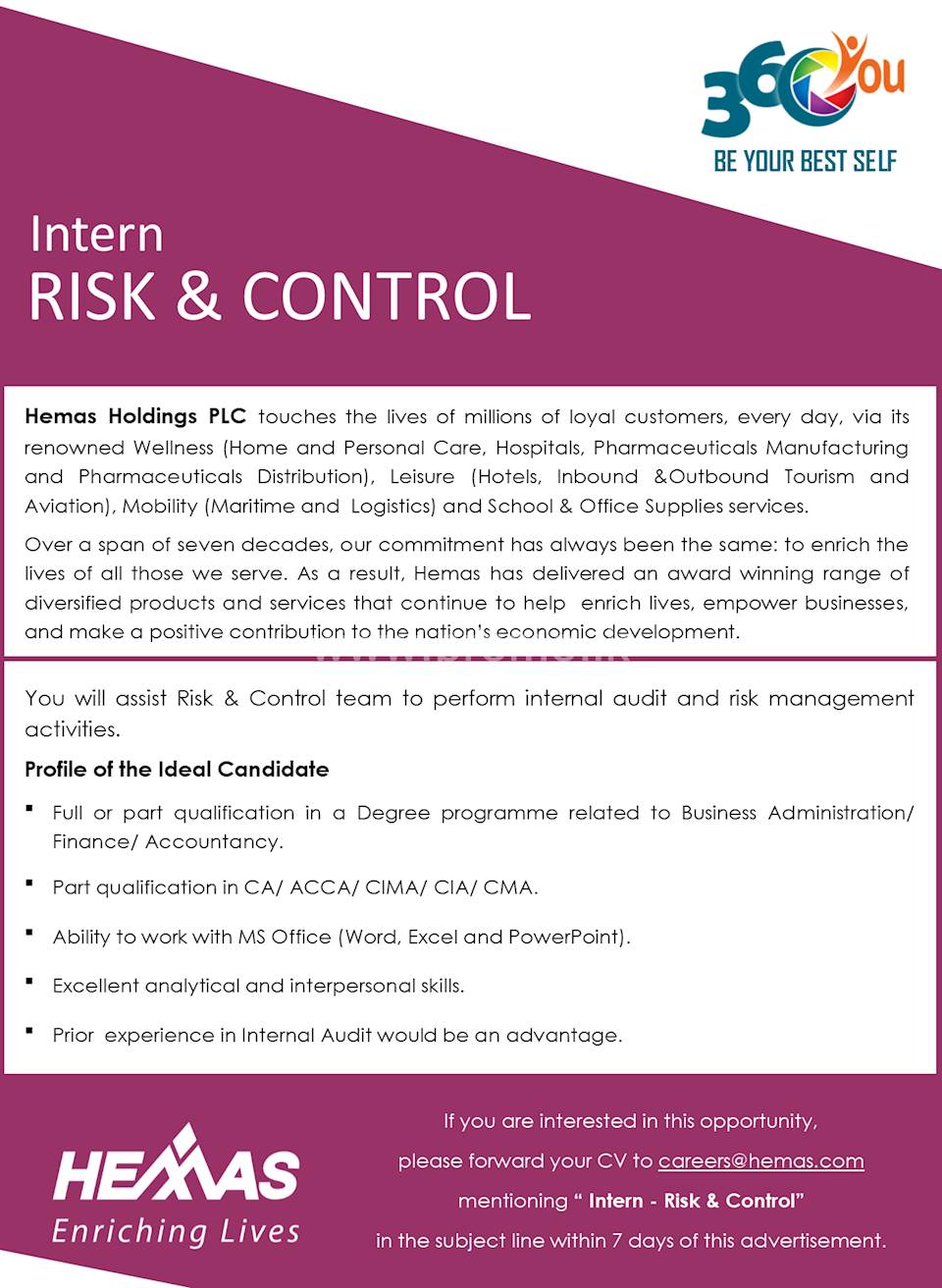 Intern - Risk and Control at Hemas Holdings