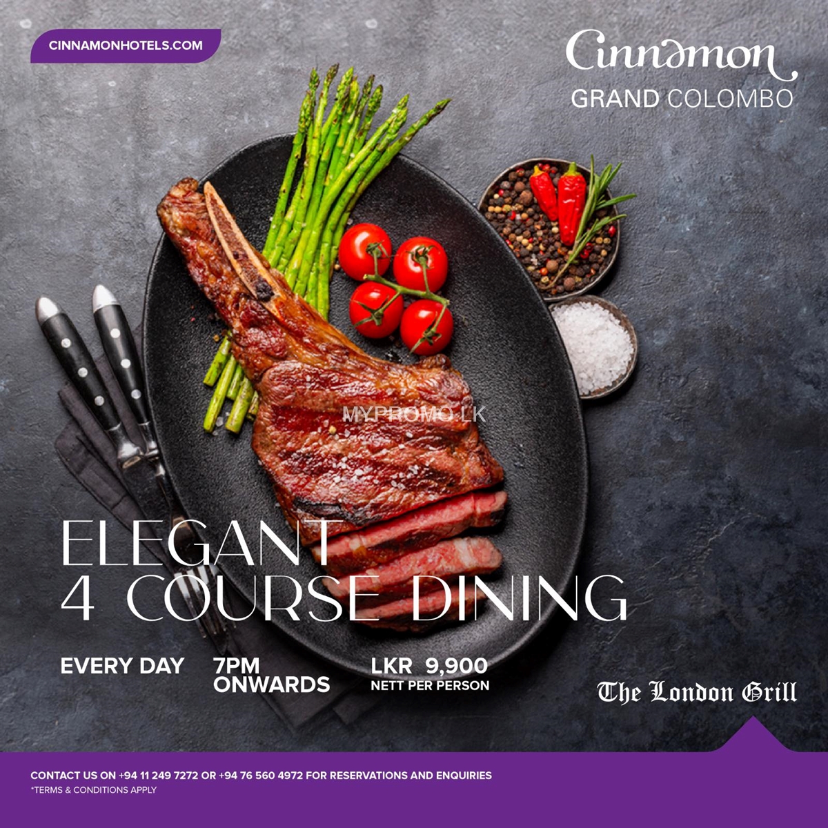 Elegant 4 course dining at Cinnamon Grand