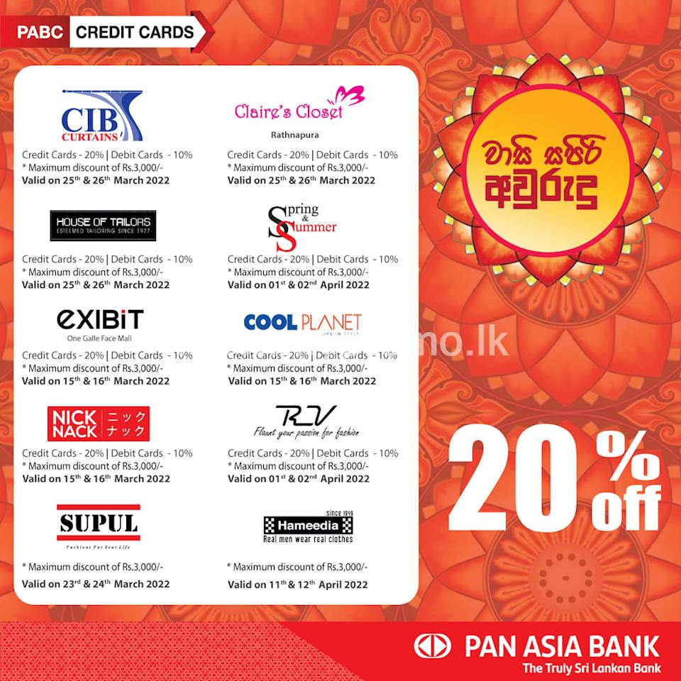 Pan Asia Credit Card and Debit Card offers this Avurudu Season