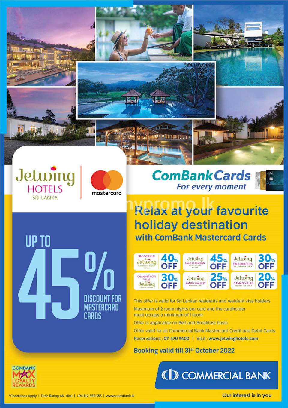 Relax at Jetwing Hotels with ComBank Mastercard Cards