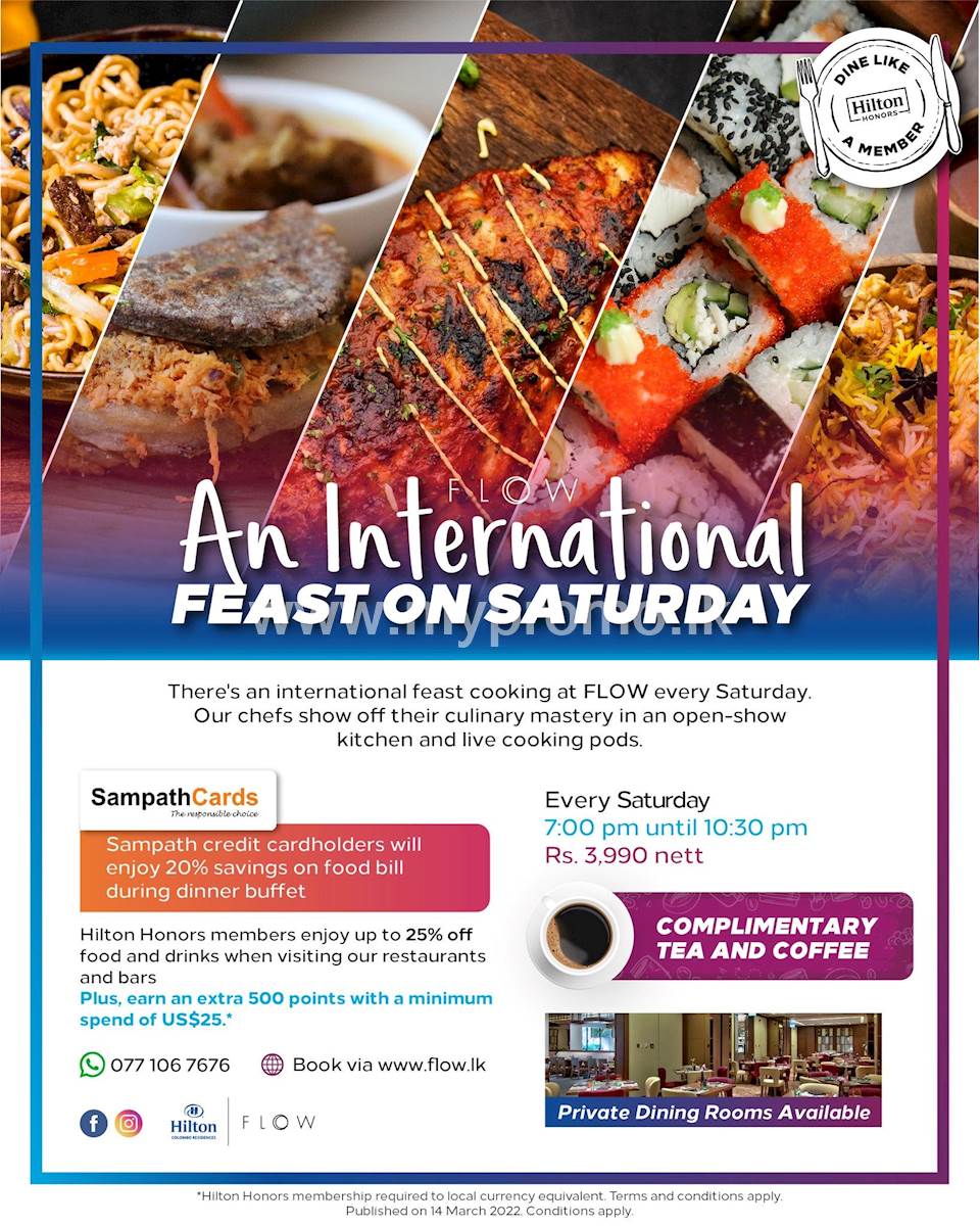 An International Feast on Saturdays at Hilton Colombo Residences FLOW