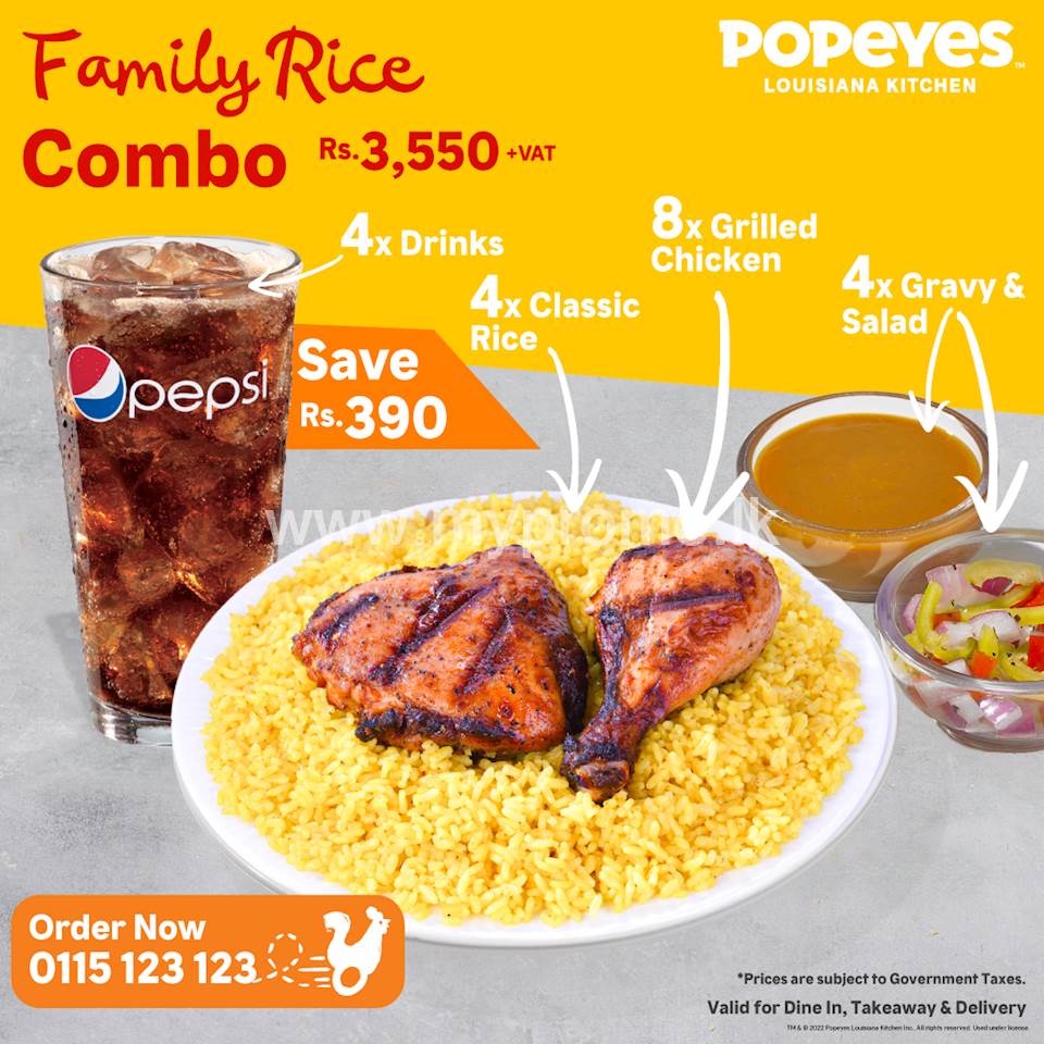 Family Rice Combo Rs. 3550 at Popeyes