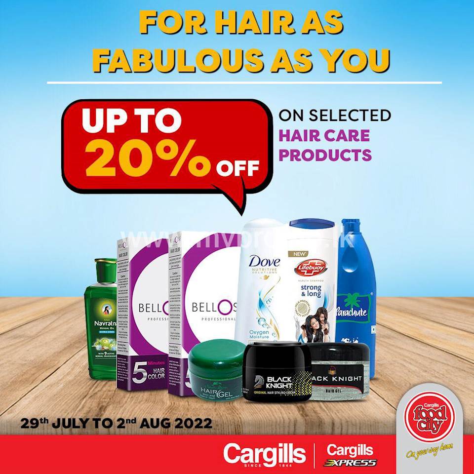  Get up to 20% OFF on selected hair care products at Cargills FoodCity