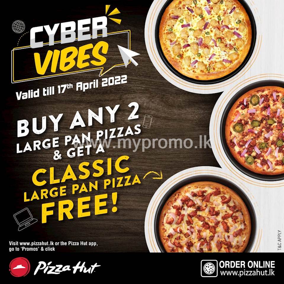Buy any 2 Large Pan Pizzas and get a Classic Large Pan Pizza FREE at Pizzahut