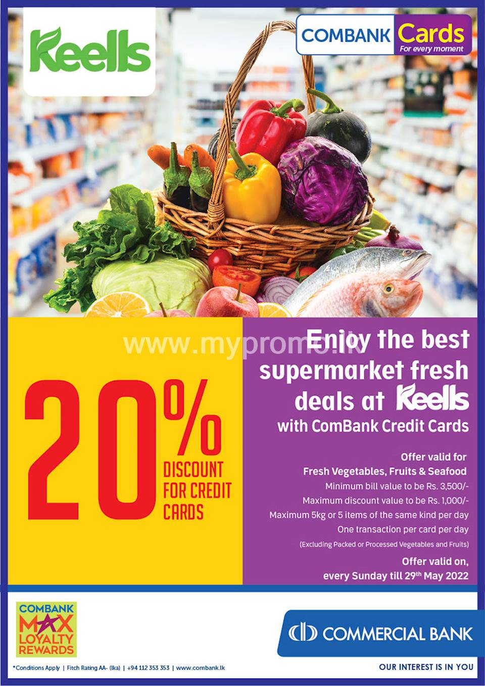 Enjoy the best supermarket fresh deals at Keells with ComBank Credit Cards