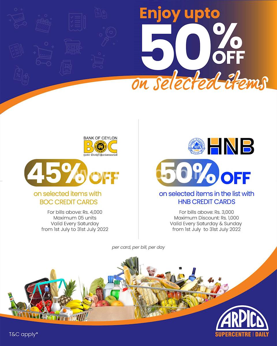  Enjoy amazing credit card offers on selected items at Arpico Supercentres