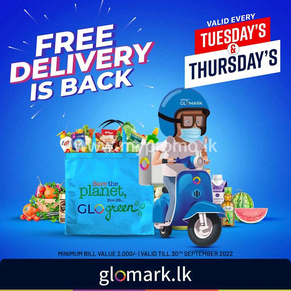 Shop online at www.glomark.lk on Tuesday's & Thursday's and get your groceries delivered to your doorstep FREE