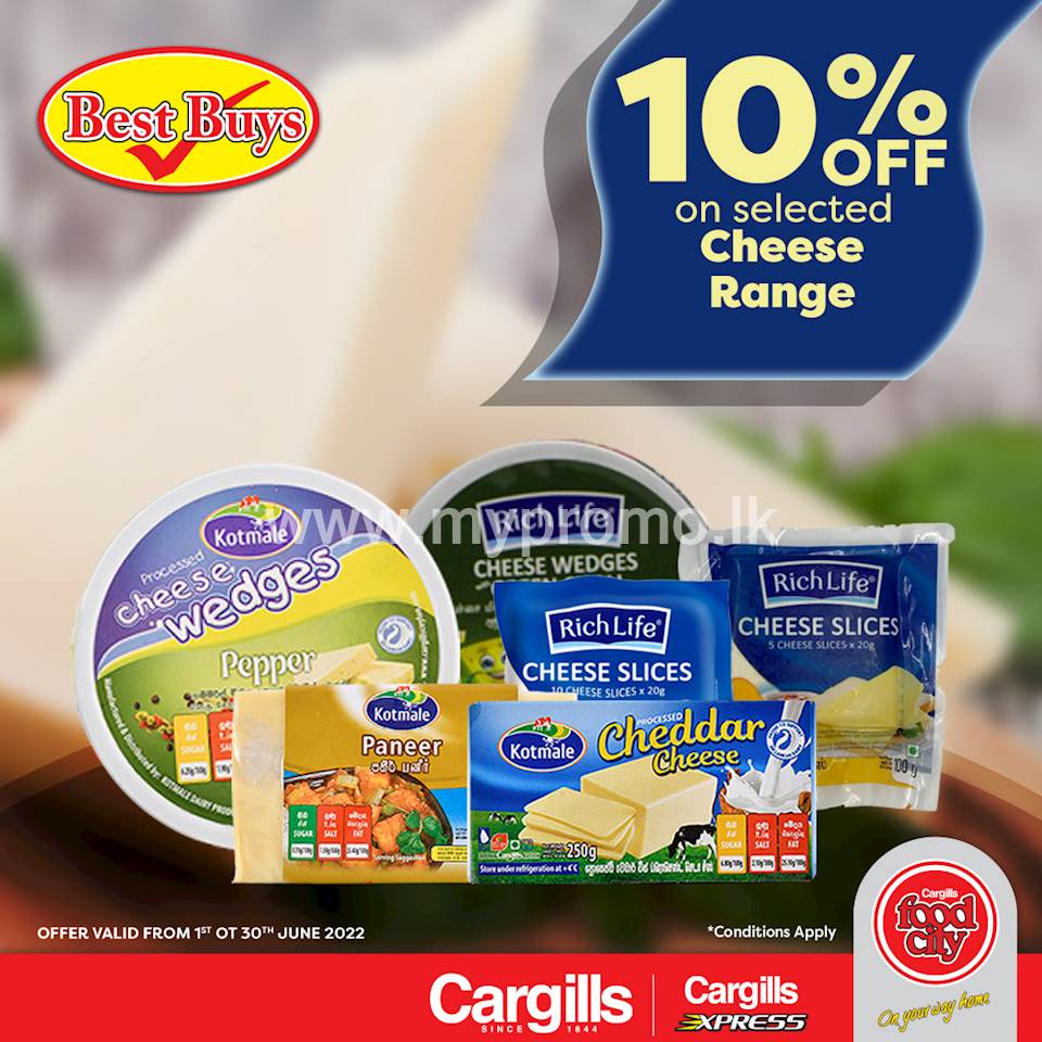 10% off on selected cheese range at Cargills Food City