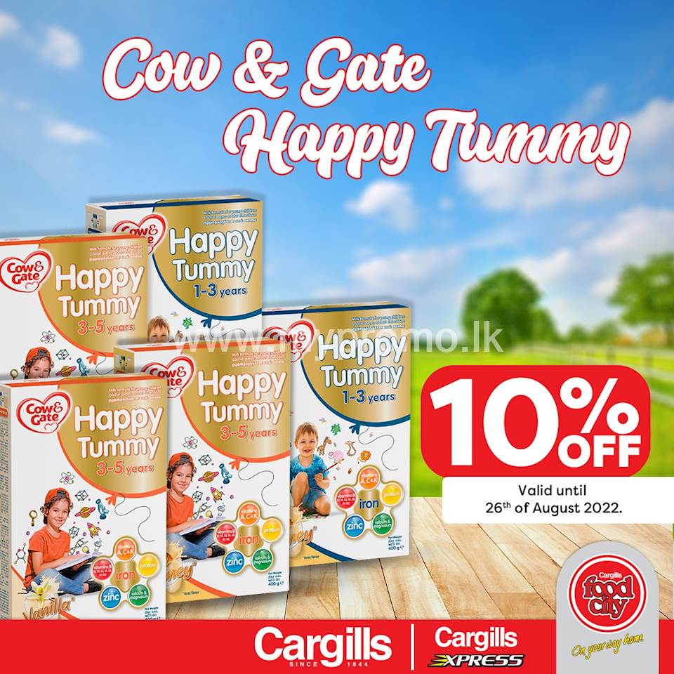 Get 10% OFF on Cow & Gate Happy Tummy Baby Milk Powder at Cargills FoodCity!