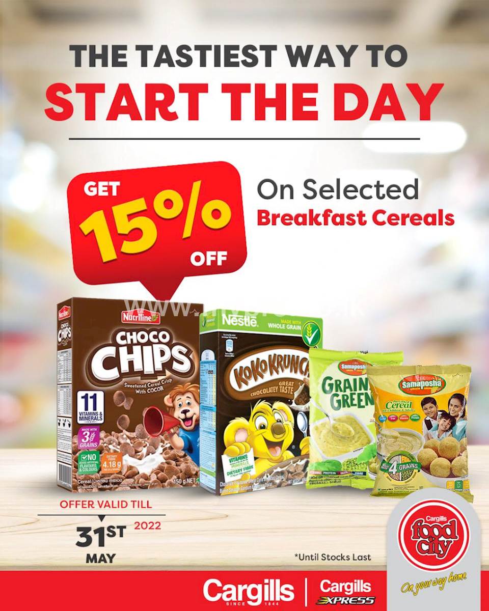 Get up to 15% OFF on selected breakfast cereals at Cargills Food City