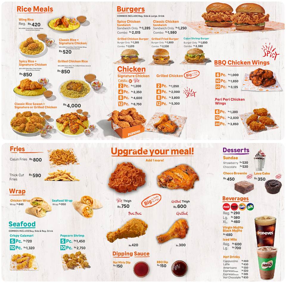 Popeyes Sri Lanka Menu
