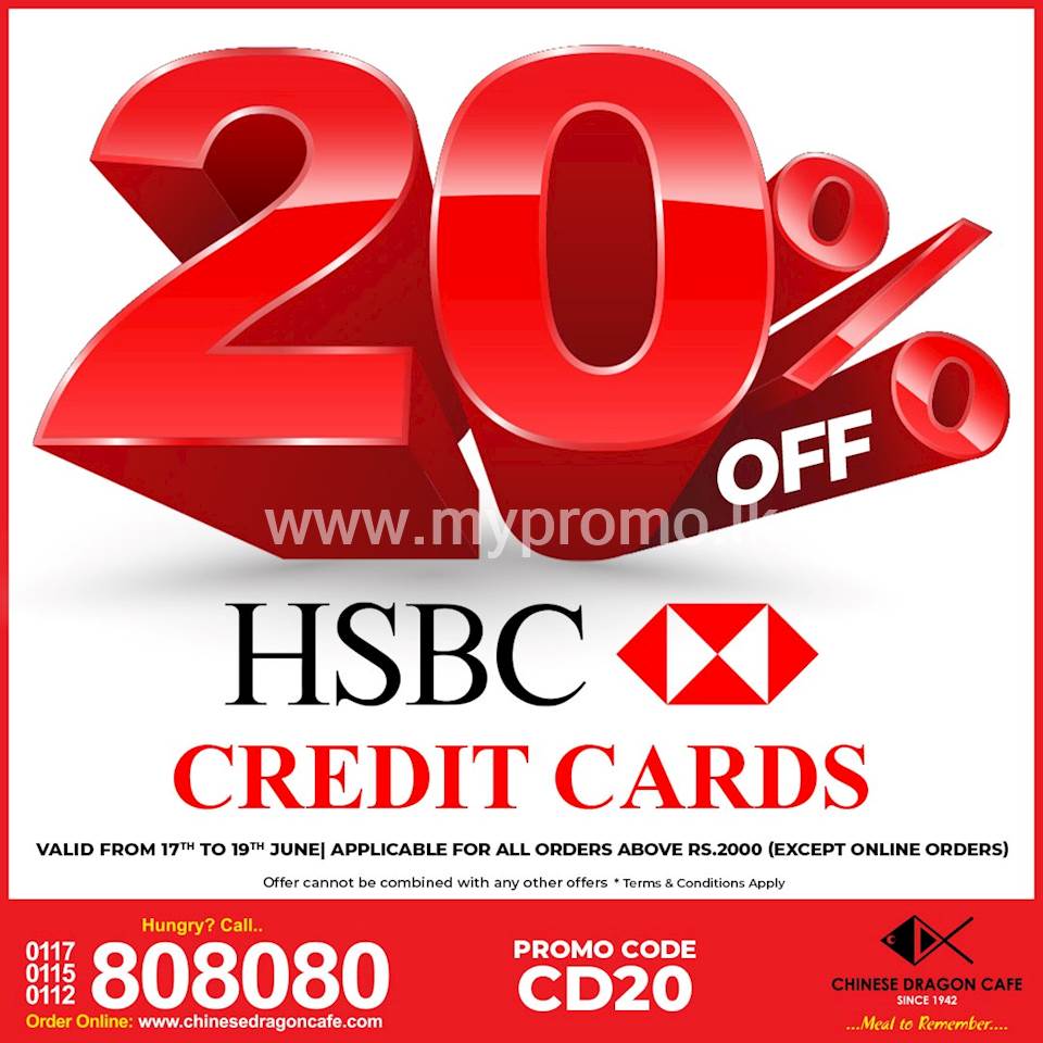 Enjoy 20% OFF on all orders (except online) above Rs.2000 with Your HSBC Credit Cards