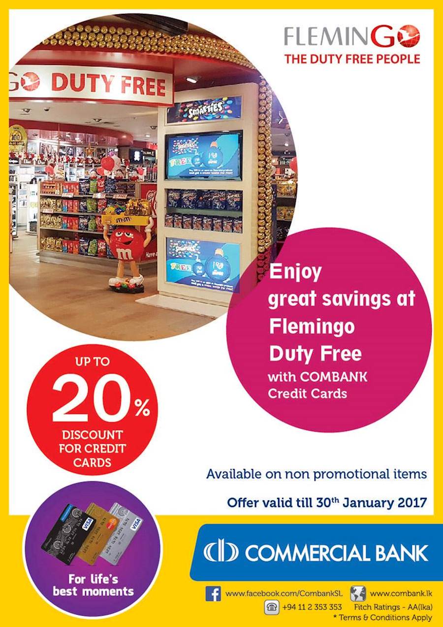 Up to 30% Discount for COMMERCIAL BANK Credit card holder at FLEMINGO DUTY FREE