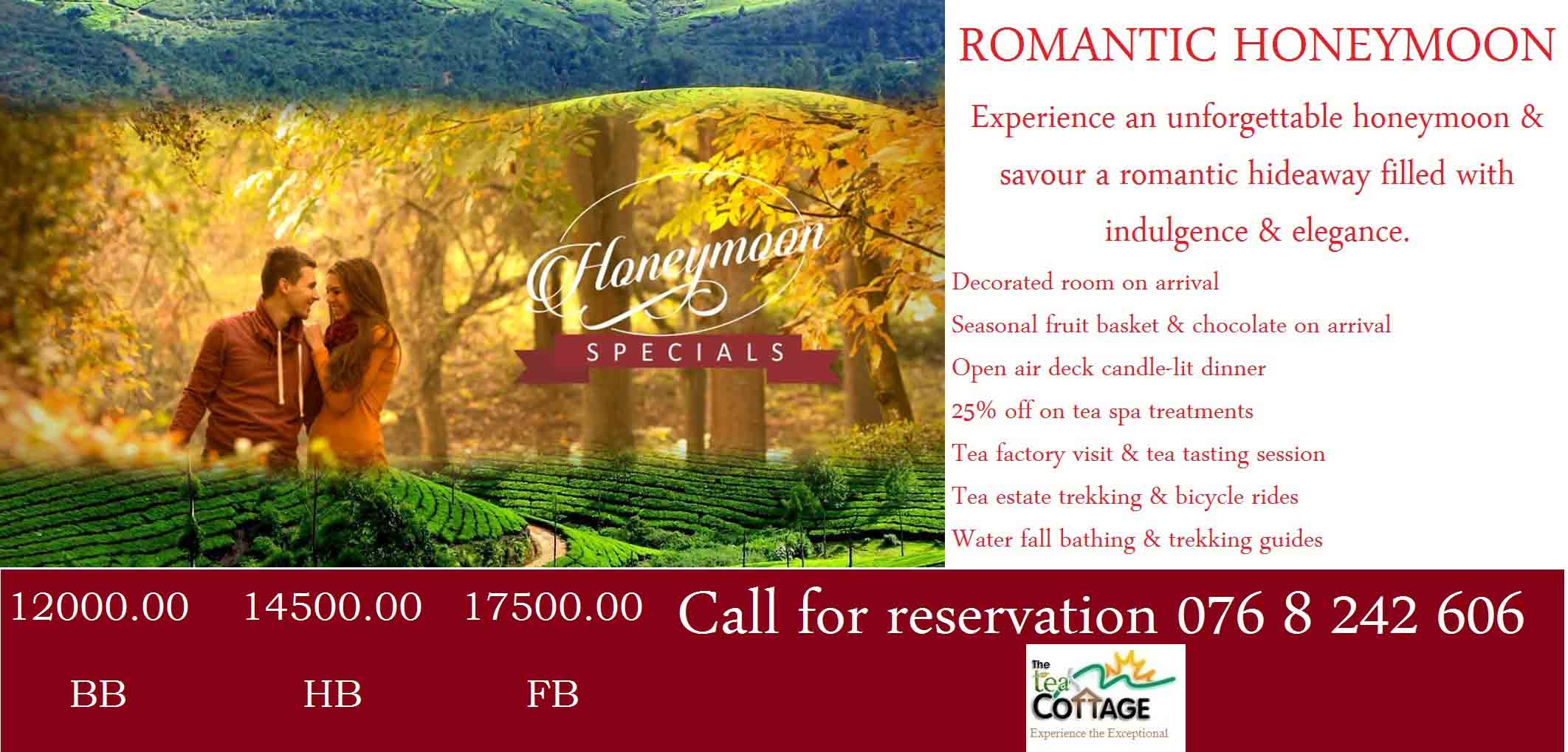 Honeymoon special discount at The Tea Cottage