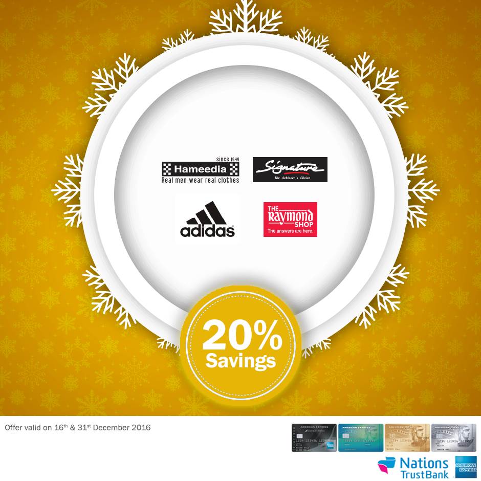 20% Discount for NATIONS TRUST BANK CARDS at Selected clothing stores