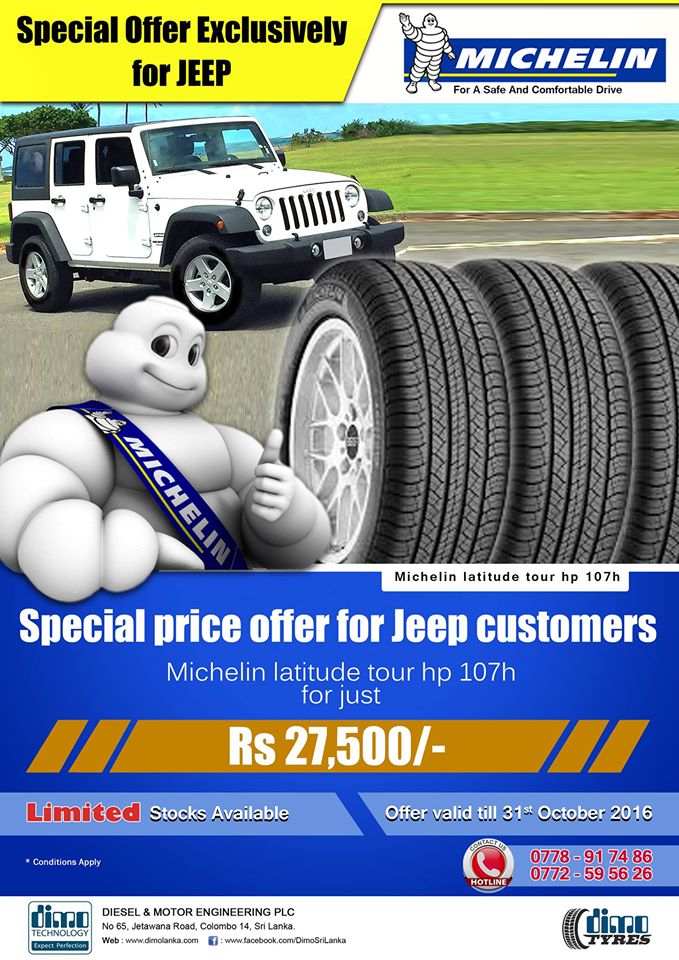 Special Offer at DIMO LANKA for Jeeps till 31st October 2016