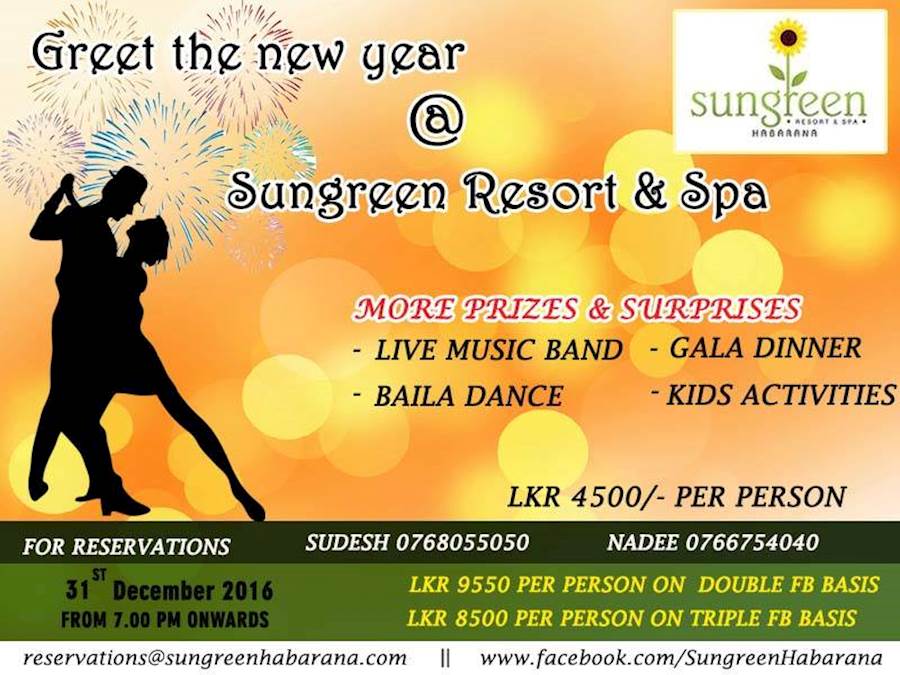 Greet the NEW YEAR at SUNGREEN RESORT and SPA on 31st December 2016