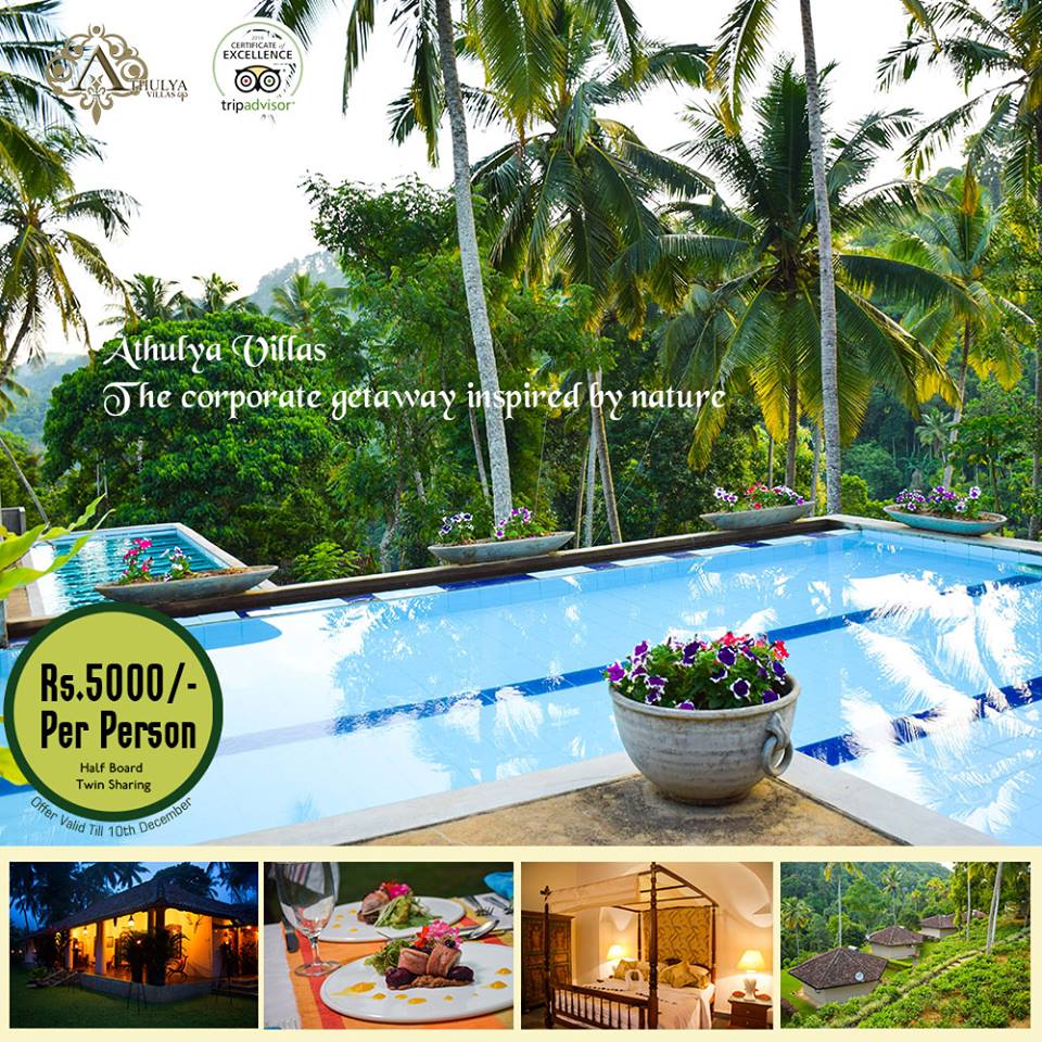 Promotion per person Rs 5000 on Half Board Basis at Athulya villas till 10th December 2016