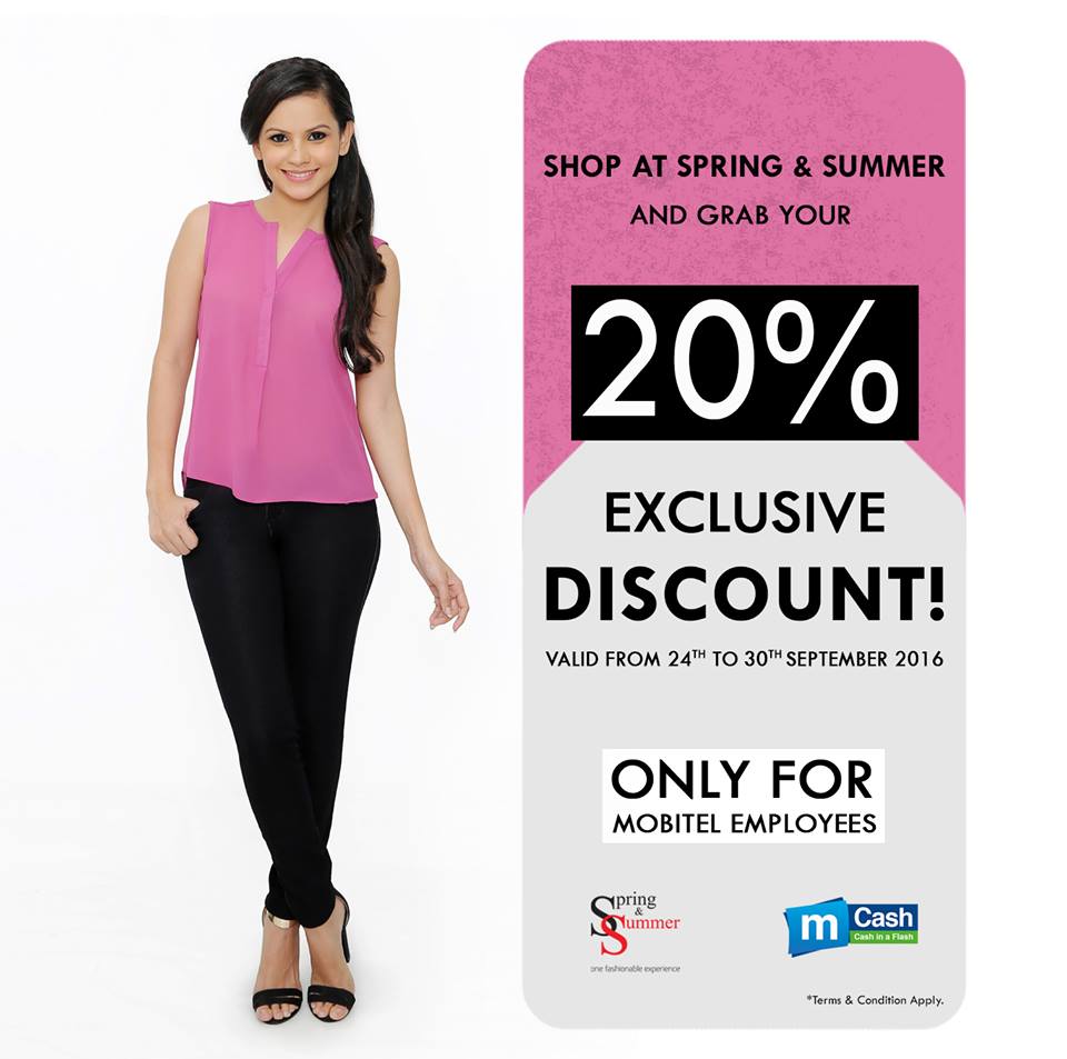 20% Discount for mCash resumption at Spring and Summer from 24th to 30th September 2016