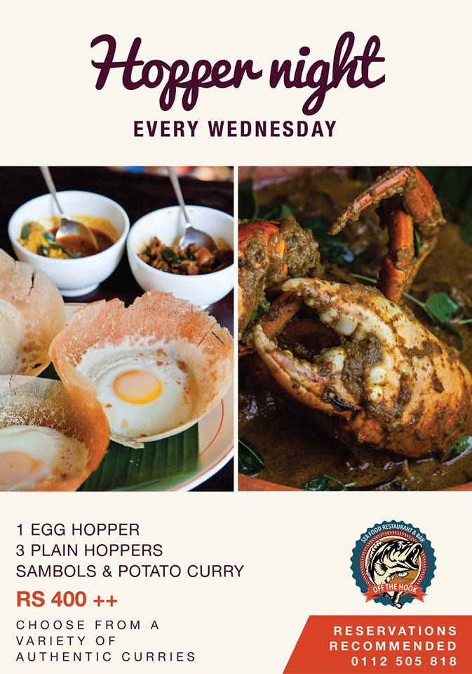 Hopper Night at OFF THE HOOK Seafood Restaurant for Rs.400 on Wednesday 27th April 2016
