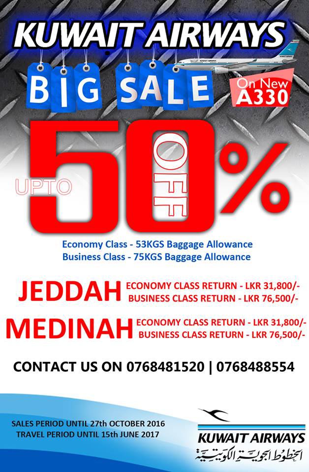 50% Discount on Air Fare to Jeddah on KUWAIT AIRWAYS