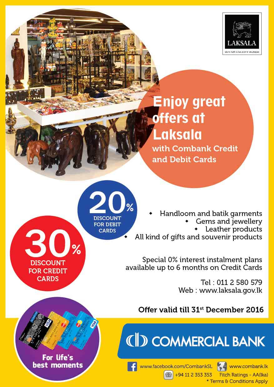 Upto 30% Discount from LAKSALA for Commercial Bank Cards till 31st December 2016
