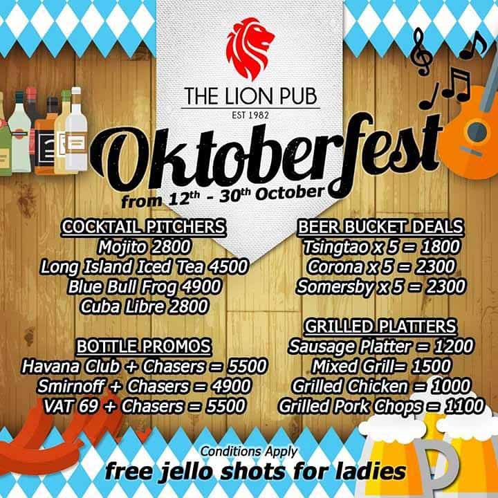 Oktoberfest promotion at THE LION PUB from 12th to 30th October 2016