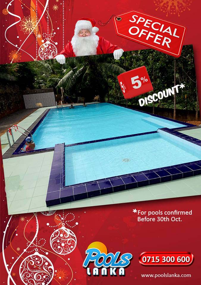 5% Discount for pools confirmed before 30th October 2016 at POOLS LANKA