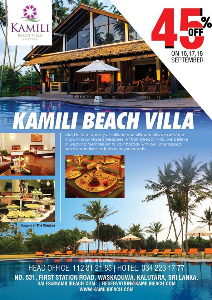 45% Discount at Kamili Beach Villa from 16th to 18th September 2016