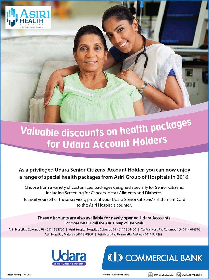 Discount on health packages for Udara Account Holders at ASIRI HOSPITALS till 31st December 2016