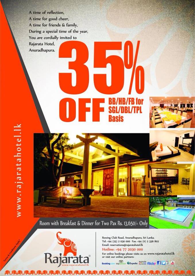 45% Off at Anuradhapura RAJARATA Hotel