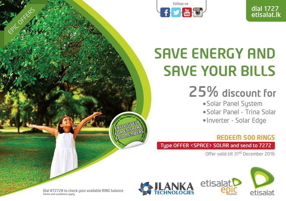 20% Discount for Etisalat EPIC Members at JLANKA TECHNOLOGIES till 31st December 2016