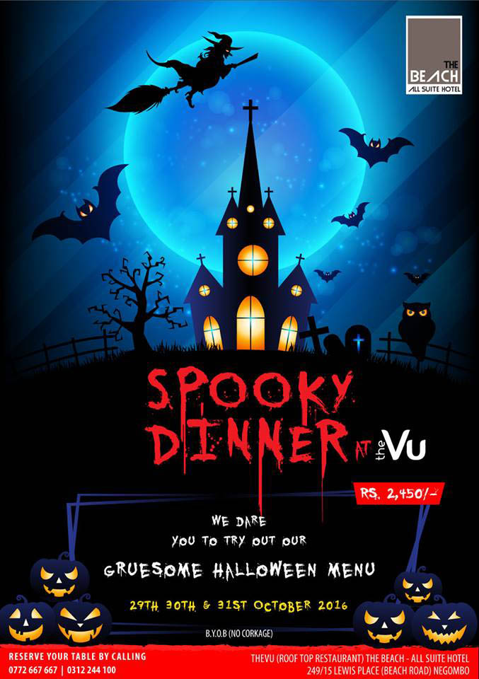 Halloween Dinner promotion at THE BEACH ALL SUITE HOTEL from 29th to 31st October 2016