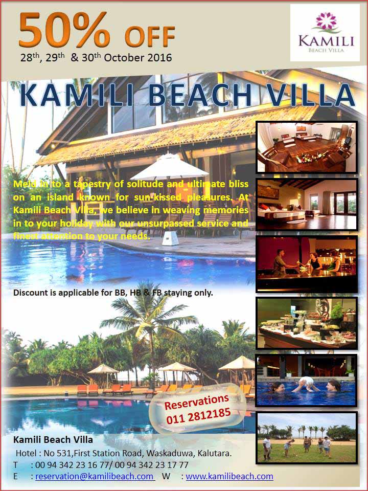 50% Discount at KAMILI BEACH VILLA from 28th to 30th October 2016