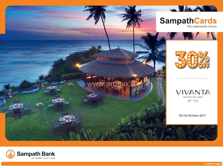 Get up to 30% OFF at Vivanta By Taj Bentota with your Sampath Cards